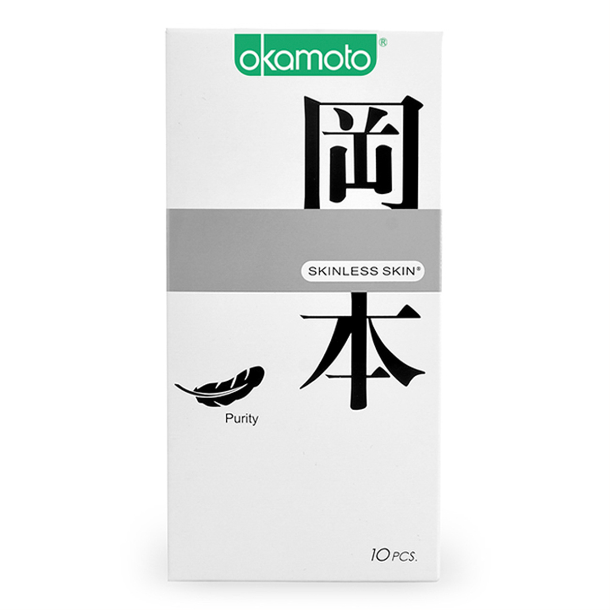 Bao cao su tinh khiết,Sáng bóng mềm mại Okamoto Skinless Skin Purity -10's với độ mỏng chỉ 53mm được làm từ mủ cao su thiên nhiên cao cấp, đáp ứng các yêu cầu và điều kiện sản xuất nghiêm ngặt, đảm bảo an toàn tối đa cho người sử dụng.