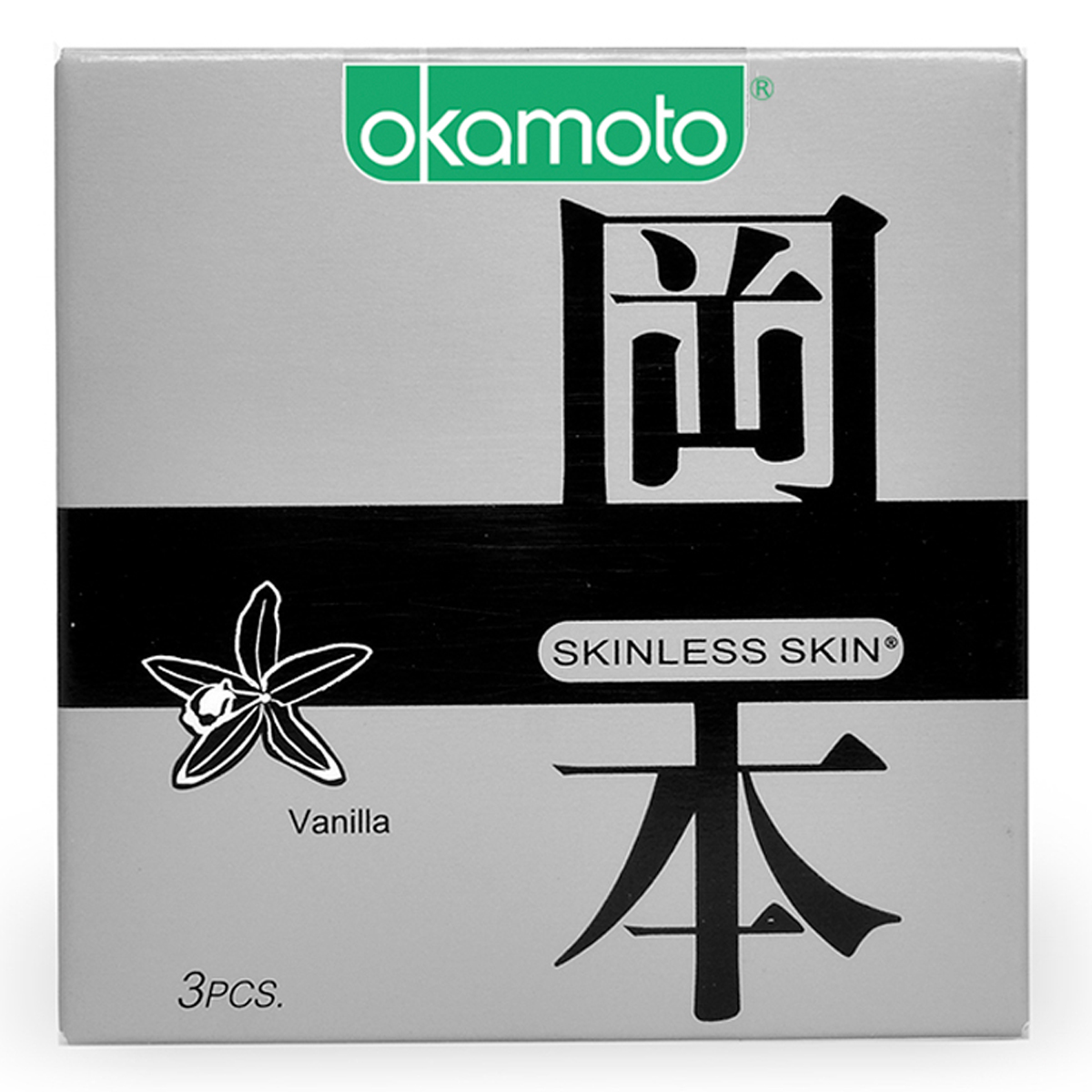 Bao cao su hương Vanilla, Sáng bóng mềm mại Okamoto Skinless Skin Vanilla-3's với thiết kế mỏng mới lạ, ấn tượng, dẻo dai, mang đến cảm giác chân thật cùng hương Vanilla quyến rũ. Đặc biệt, sản phẩm được sản xuất hoàn toàn bằng cao su thiên nhiên cao cấp cũng như đáp ứng các yêu cầu và điều kiện sản xuất nghiêm ngặt, đảm bảo an toàn tối đa cho người sử dụng.